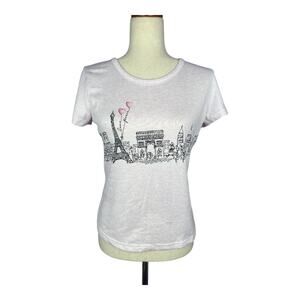 Laura Ashley Soft Pink Short Sleeve Paris City Skyline T-shirt